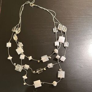 Elegant Silver and White Beaded Necklace